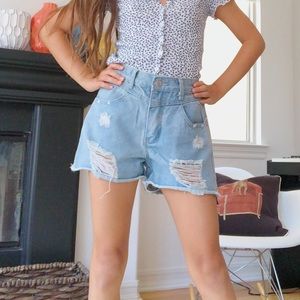 ripped denim shorts